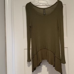 Design Lab green waffle ruffle top